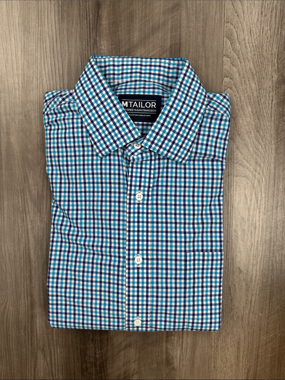 M Tailor Checkered Long Sleeve Button Down - Medium